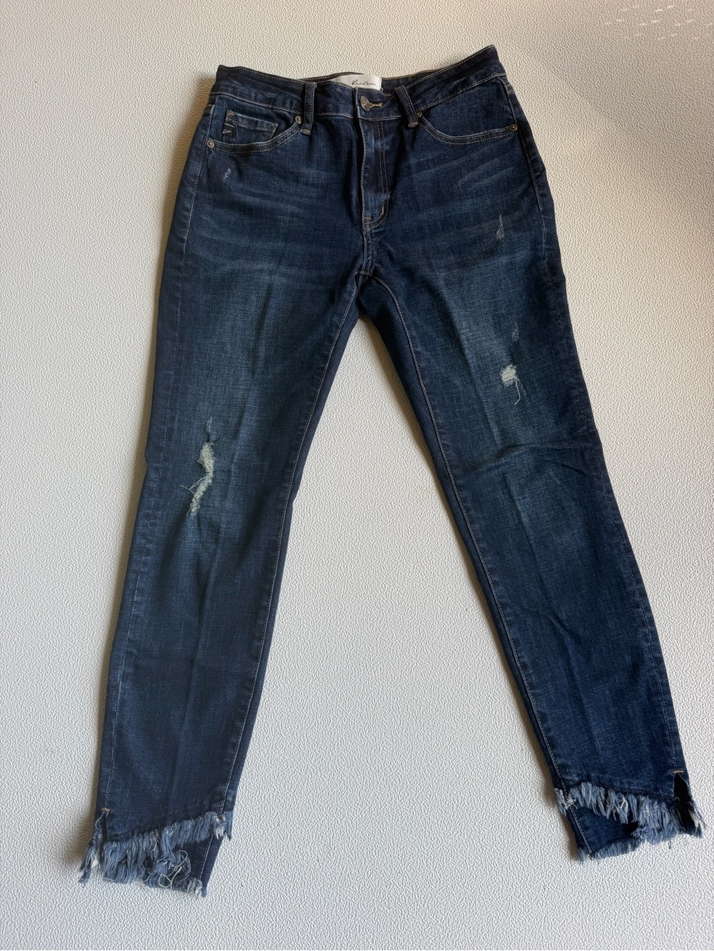 KanCan Dark Blue Distressed Straight Leg Jeans